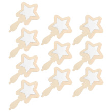 10pcs Unpainted Wooden Star Mirror for DIY Painting, Kids Art Craft