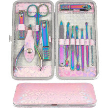 Set di 12 tagliaunghie arcobaleno con custodia, kit professionale per manicure e pedicure, modello 2025.