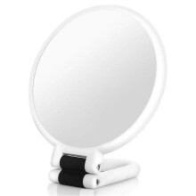 White Portable 5X Magnifying Mirror, Folding Double Sided Handheld for Makeup & Oral Inspection