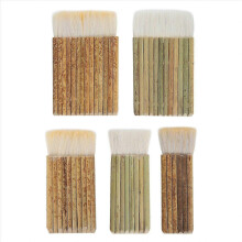 5 Size Hake Blender Brush, Bamboo Handle, Wide Wool Watercolor Brushes for Kiln Wash
