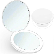 Miroir de voyage avec lumière, miroir compact grossissant 1X/10X, miroir de maquillage de poche portable