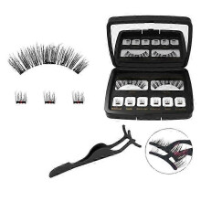 KS02 Clip 3D Natural Look No-Glue No Liner Dual Magnetic Eyelashes Set