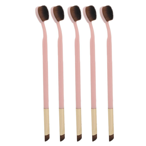 Lot de 5 pinceaux à paupières roses doux à double embout