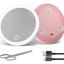 P10 Rechargeable Touch Control Magnifying Mirror with Suction Cup, Portable Vanity Mirror, Multicolor