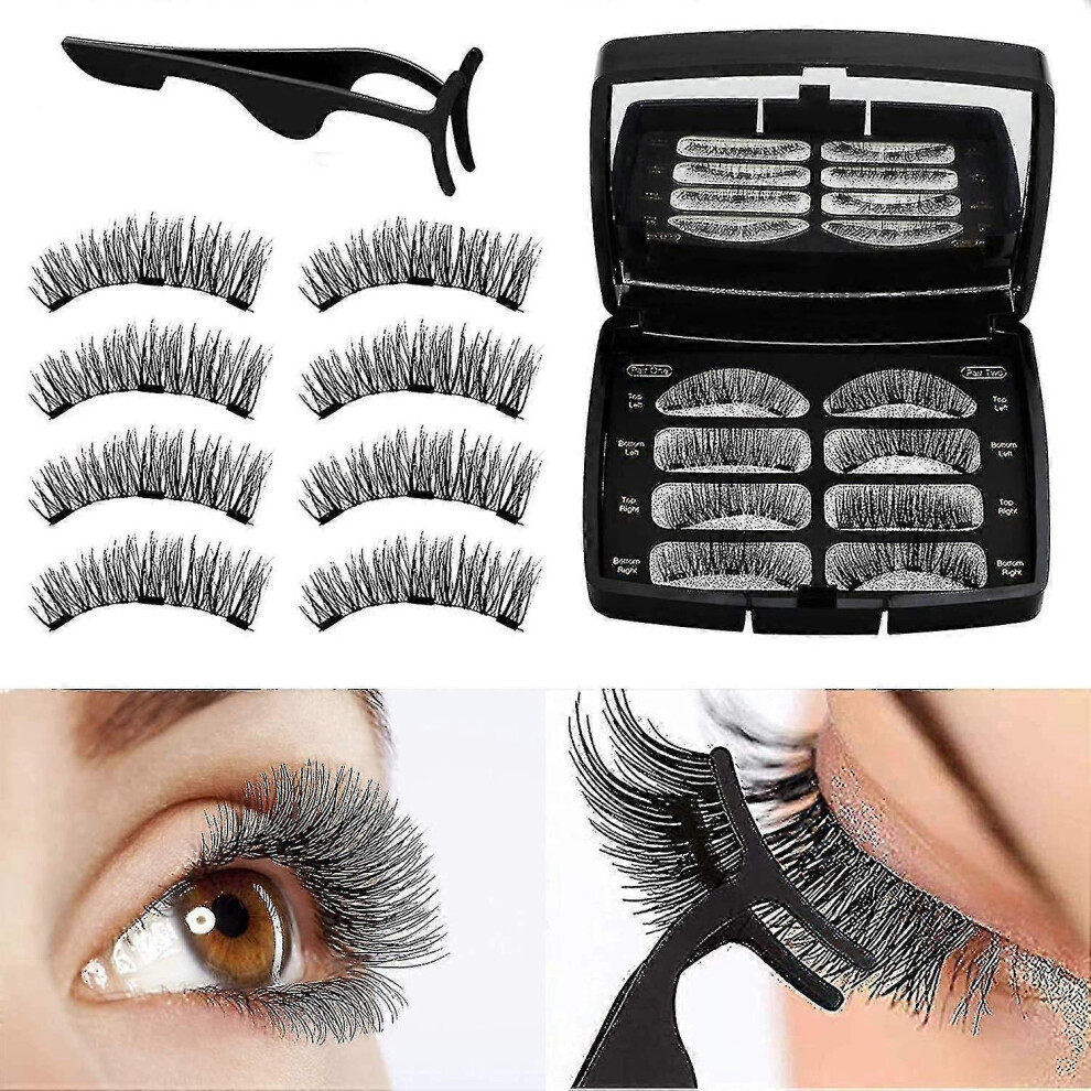 Magnetic Eyelashes, Reusable 3D No Glue Natural Look with Tweezers