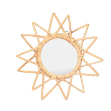 style1528 Rattan Retro Wall Hanging Makeup Mirror, Art Decoration for Bathroom & Dressing