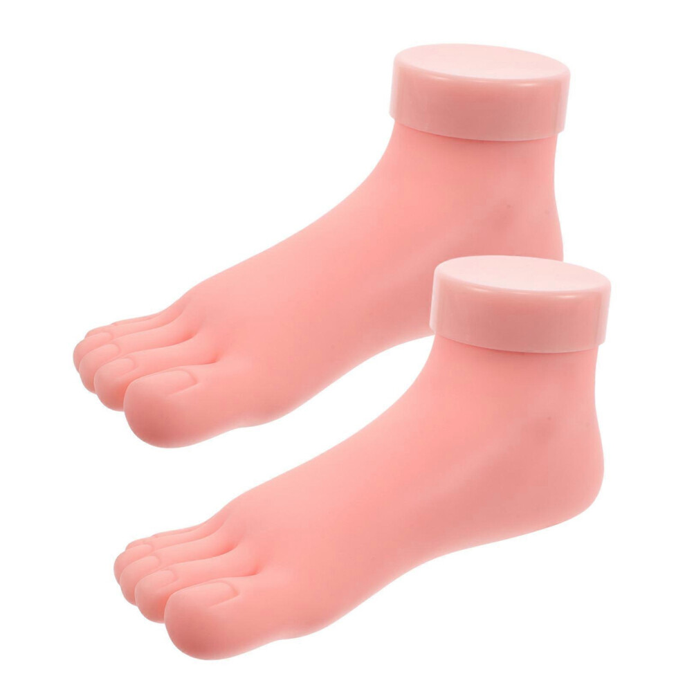 Mannequin Foot for Nail Practice 2Pcs Beige PVC Fake Feet