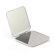 Miroir de maquillage carré de poche, en acier inoxydable argenté, 5,7 x 5,7 cm