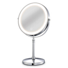 8 Inch Gold Vanity Mirror with USB Light & 10x Magnification, Trichromatic Makeup Mirror