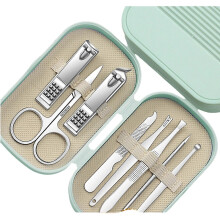 Ensemble de coupe-ongles professionnels en acier inoxydable vert, ciseaux de manucure multifonctionnels pour adultes et enfants