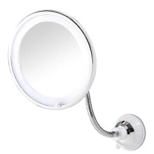 Miroir pliable à ventouse blanc, rotation à 360, LED grossissement 10x, portable, idéal pour les voyages et la maison.