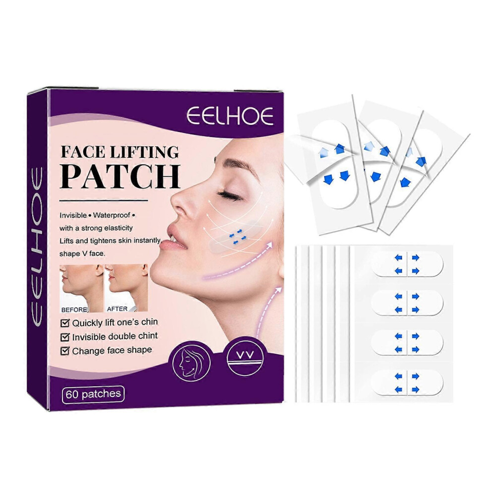 EELHOE 60PCS Invisible V-Shape Face Lift Tape for Jawline Firming & Anti-Wrinkle