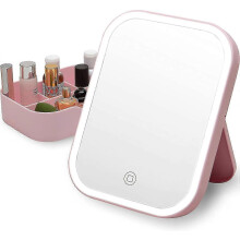 Miroir de maquillage lumineux LED, miroir de bureau portable et rechargeable