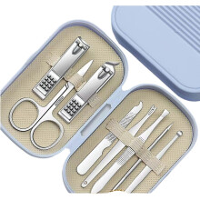 Blue Multi-Purpose Steel Nail Clippers with Storage Pouch, Travel Nail Care Tool for Adults & Children