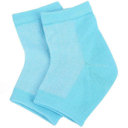 Multicolor Blue 1 Pair Gel Heel Crack Socks Half Cut Mesh Breathable Cotton