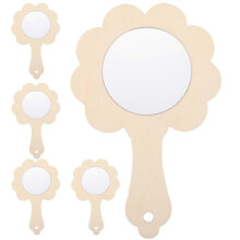 Miroirs de poche en bois brut kaki (13 x 9 x 0,3 cm) - Lot de 5, pour loisirs créatifs et jeux.