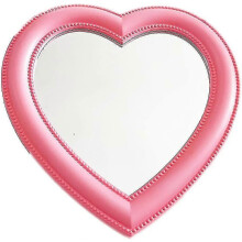 Miroir de maquillage en forme de cœur rose, à poser ou à accrocher au mur