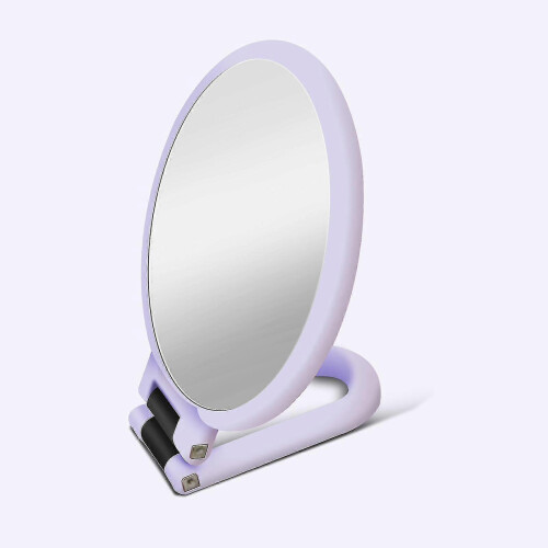 Purple 10X Magnifying Handheld Makeup Mirror, Adjustable Folding Travel Cosmetic Mirror