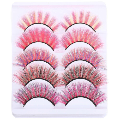 10pcs Colorful Faux Mink Dramatic Long False Eyelashes