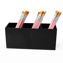 Boîte à pinceaux noire 20x7cm à 3 compartiments, organisateur de maquillage pour la maison