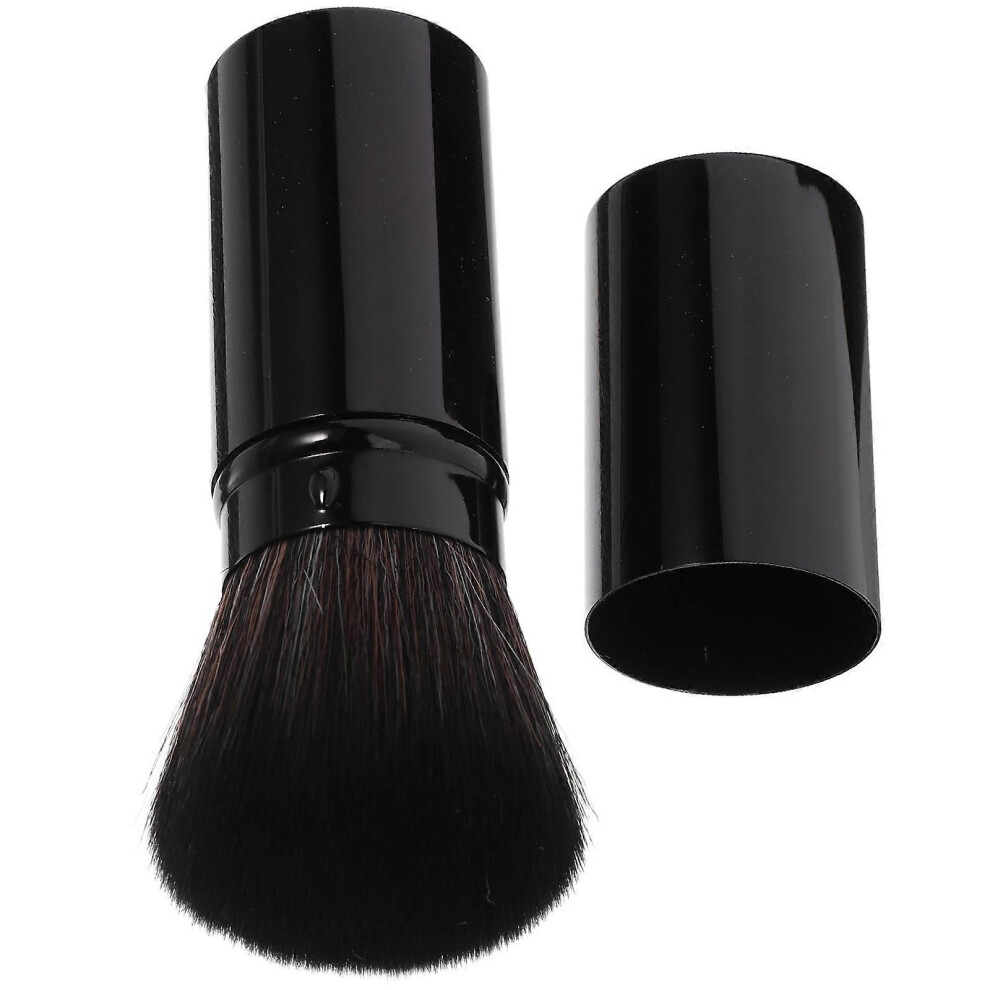 Black 10.5x3cm Retractable Blusher Brush for Travel, Dense Synthetic Bristles for Loose Powder & Natural Makeup