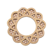 Miroir rond en rotin tressé marron à motif floral, style bohème, décoration murale