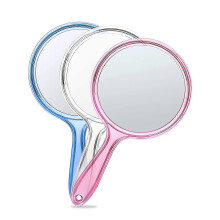 Miroir à main, miroir grossissant double face 1x/3x avec poignée, lot de 3 (couleurs assorties)