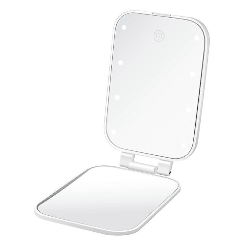 LED Compact Magnification Makeup Mirror, White