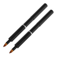 Pinceau à lèvres noir 13,4 x 0,9 cm, petit applicateur, aluminium et fibres synthétiques, lot de 2