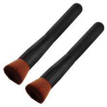 Pinceaux à fond de teint professionnels noirs (2 pièces, 15,5 x 2,5 x 2 cm), poils doux pour maquillage liquide, fini pointillé élégant