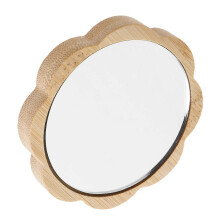 Miroir de maquillage portable en bois, miroir de voyage compact pour femmes