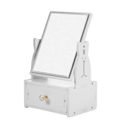 1PC Desktop Vanity Mirror with Drawer, Rotatable Makeup Mirror for Women