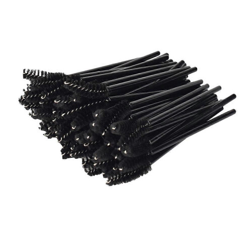 Black Disposable Eyebrow Brush 9.7x0.6cm, 50Pcs Bulk Professional Makeup Eyelash & Gloss Applicator