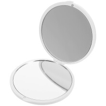 White Round Handheld Mirror 8.2x8.2x1cm Travel Compact for Women