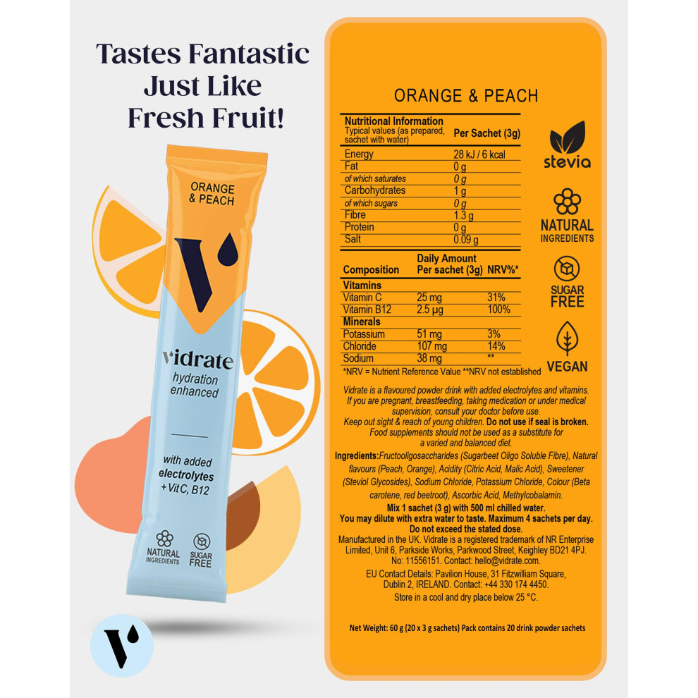 Vidrate Electrolytes Powder Hydration Sachets Packed With Vitamins Zero Suga