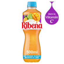Ribena Mango and Lime Juice Drink No Added Sugar 500ml Multipack of 1