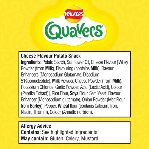 Walkers Walkers Quavers Cheese Multipack Snacks 6x16g 1