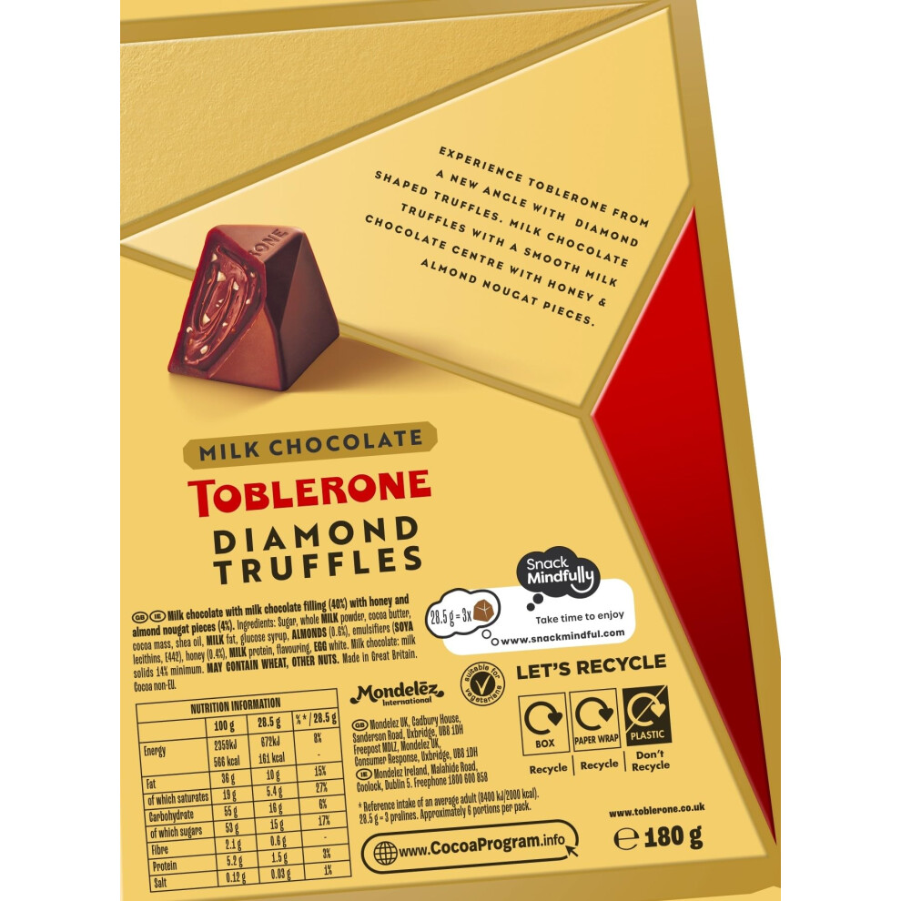 Toblerone Truffles Milk Chocolate With Honey And Almond Nougat Filling