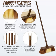 BH Soft Bristle Broom with 12M Long Metal Handle Indoor Sweeping Bru