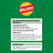 Walkers Salt Vinegar Crisps 325g Case of 32