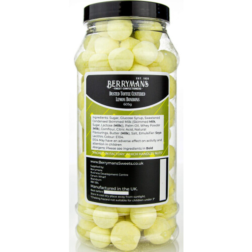 Original Dusted Toffee Centered Lemon BonBons Retro Sweets Gift Jar By