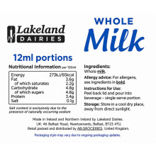 35x Whole UHT Milk 12ml Individually Wrapped Mini Portions Pots Jigger