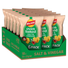 Walkers Oven Baked Salt and Vinegar Crisps 6 x 22 g