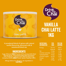 Drink Me Chai Vanilla Chai Latte 1kg Pack of 1 Just Add Water Vanilla