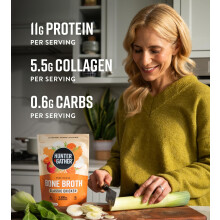 Hunter Gather Chicken Bone Broth Powder 11g Protein 55g Type 1 2 C