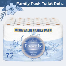 Phoenix 72 Toilet Rolls – 2 Ply Quilted Soft White Toilet Paper – Bulk