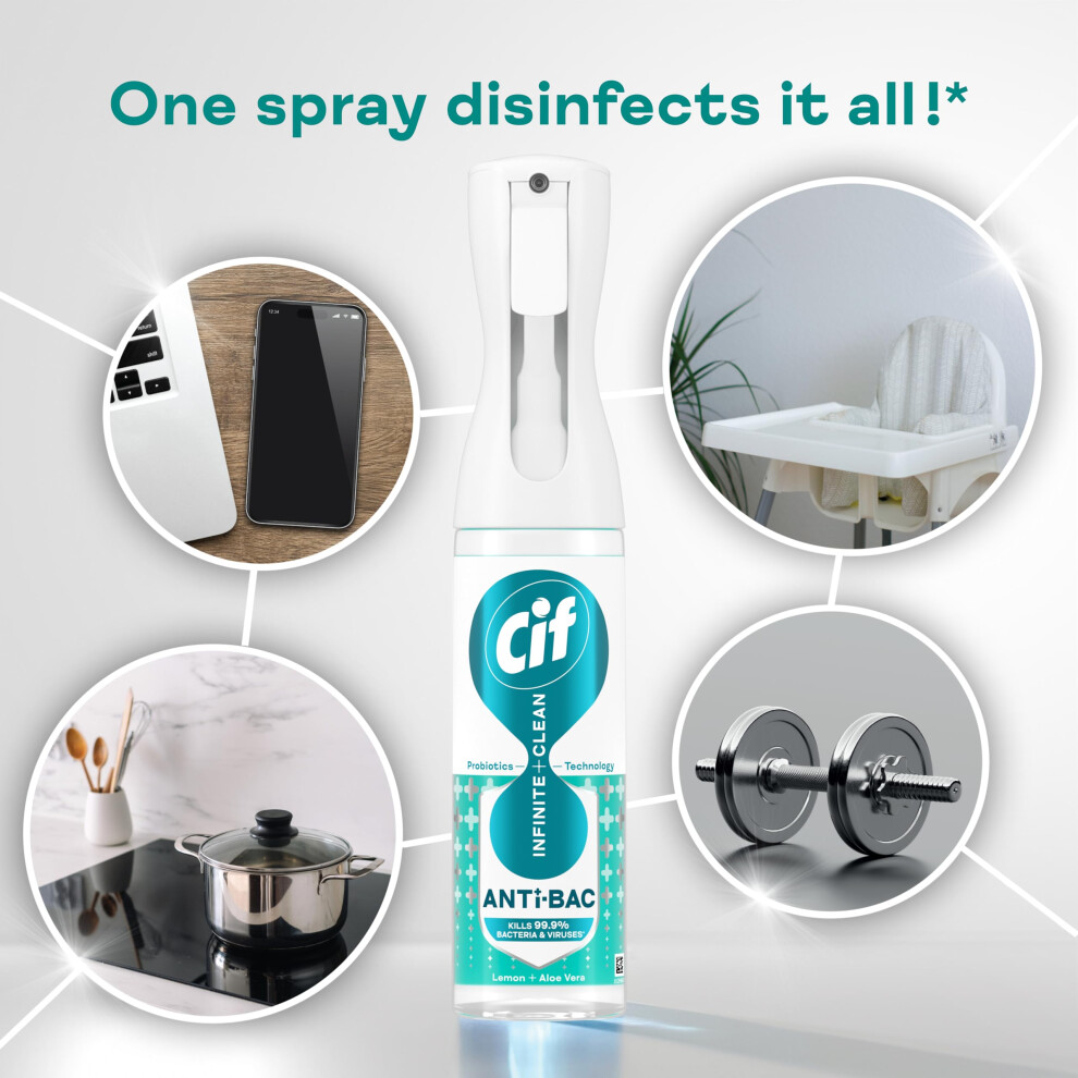 Cif Infinite Clean Antibac Cleaner Spray Lemon Aloe Vera 280 Ml Prob
