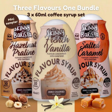 Skinny Coffee Syrup 3 x 60ml Salted Caramel French Vanilla Hazelnut P