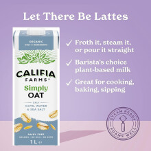 Califia Farms Simple and Organic Oat Lactose Free Dairy Free No Added