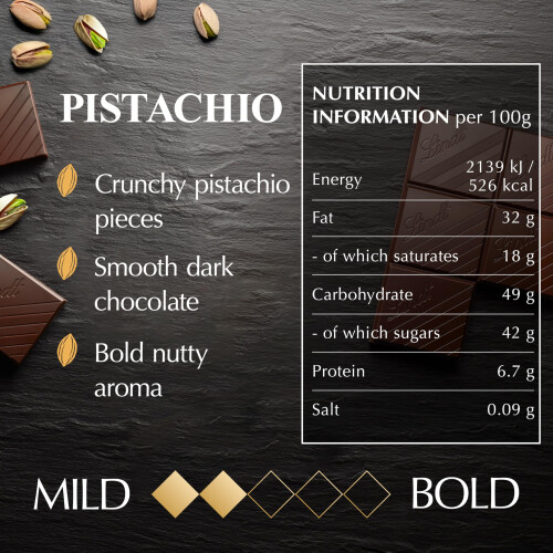 Lindt Lindt Excellence Pistachio Dark Chocolate Bar – 100g – Easter, Gift – 1